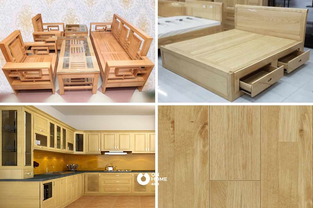 Gỗ Sồi được chế tác thành những món đồ nội thất như bàn ghế, tủ,...